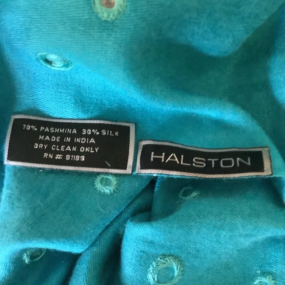 Halston Silk and Pashmina Fringed Scarf/Wrap